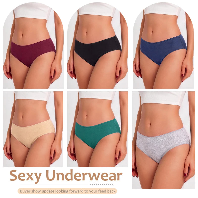 7Pcs Cotton Breathable Panties Women Comfortable Underwear Seamless Low Waist Underpants Fashion Girls Solid Color Sexy Lingerie