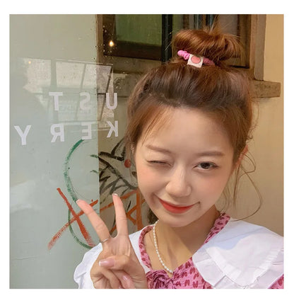 2PC Cherry Strawberry Elastic Hair Bands Set Women Girls Kids Hair Ties Rubberband Hair Accessories Scrunchy Rope