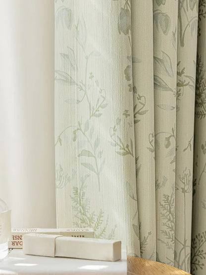 French Living Room Curtains - Floral Pattern Green Bedroom Drapes | Blackout Sun Protection
