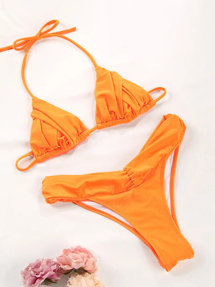 Solid Micro Bikini Set - Sexy Triangle Swimsuit for Women - ZOOMNSTORE
