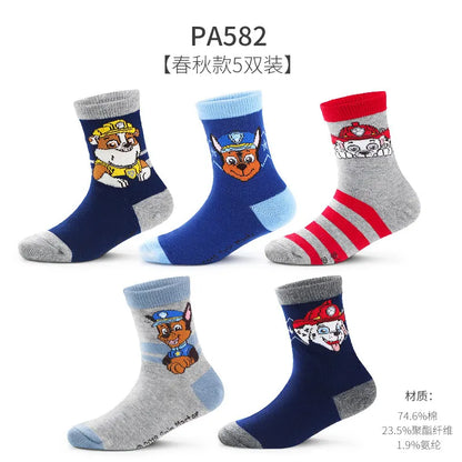 5 Pairs /Lot Genuine Paw Patrol Chase Skye Ryder Baby Boys Girls Soft Colorful Socks For Kids Breathable Toddler Warm Socks