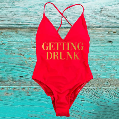 GETTING MARRIED Padded Bride  One Piece Swimsuit GETTING DRUNK Women Swimwear Bathing Suit Swimming Suit Summer SQUAD Beachwear
