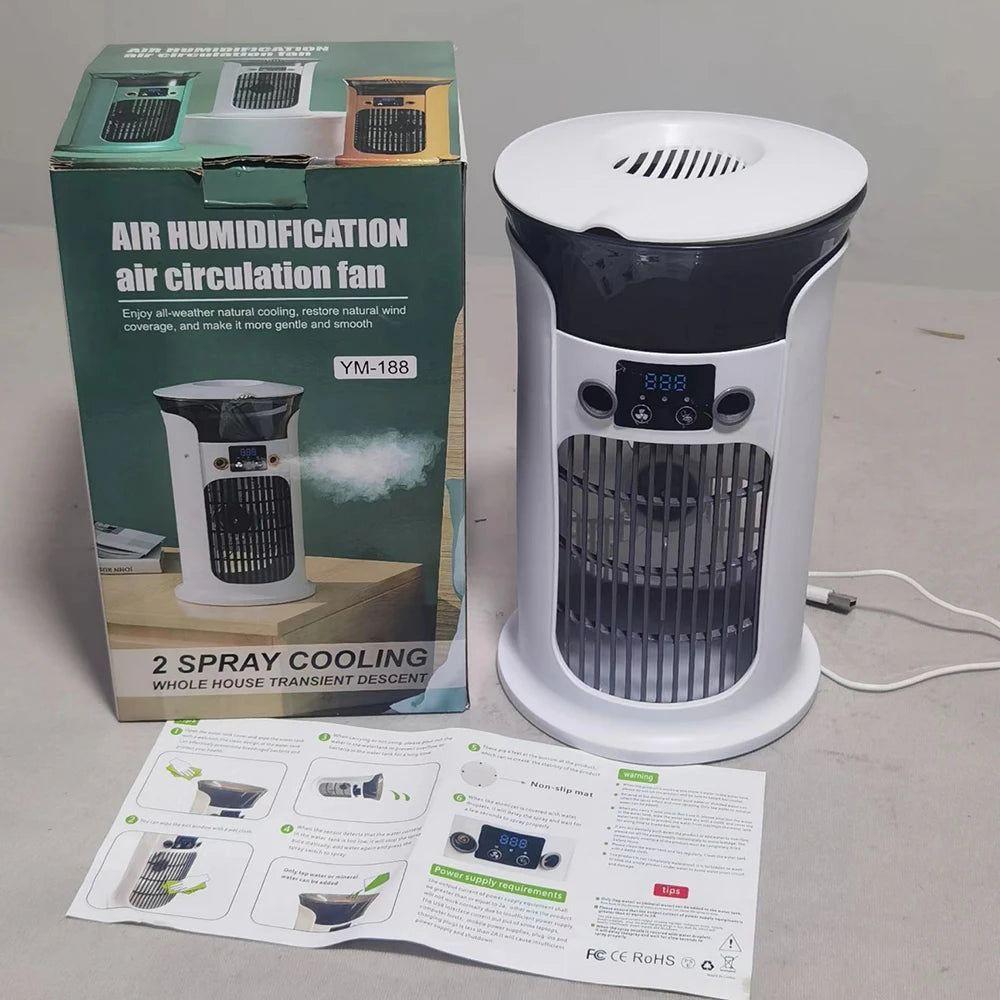 Mute Desktop USB Mini Portable Air Conditioner Fan for Room Home Camping Humidifier Water Mist Cooling Fan Night Lamp Air Cooler