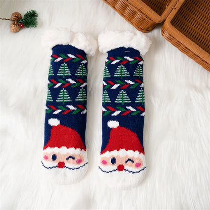 New Winter Kids Cartoon Christmas Socks Boys Girls Thicken Cotton Warm Floor Children Sock Non-Slip Thermal Cute Family Socks
