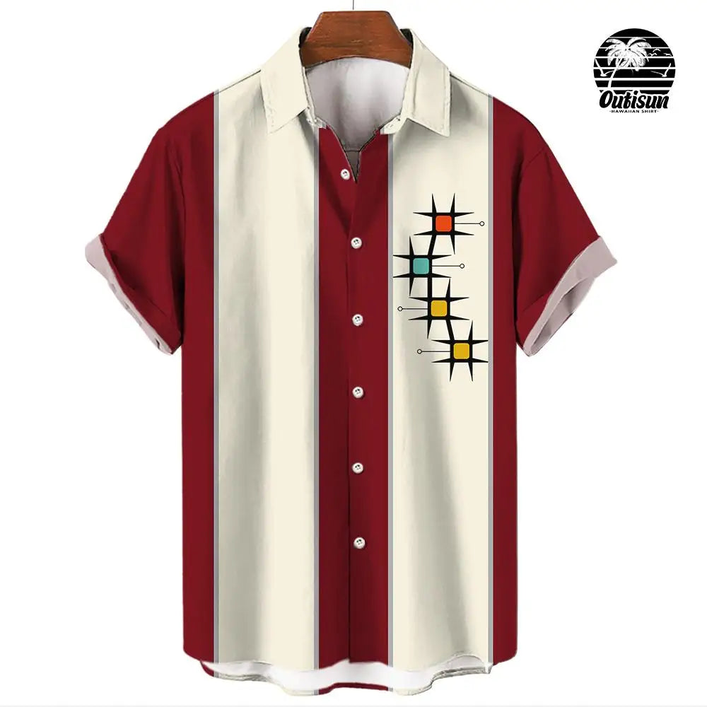 New Hawaiian Shirts for Men Casual Button Down Short Sleeve Unisex Striped 3D Print Summer Beach European Size S to 5XL