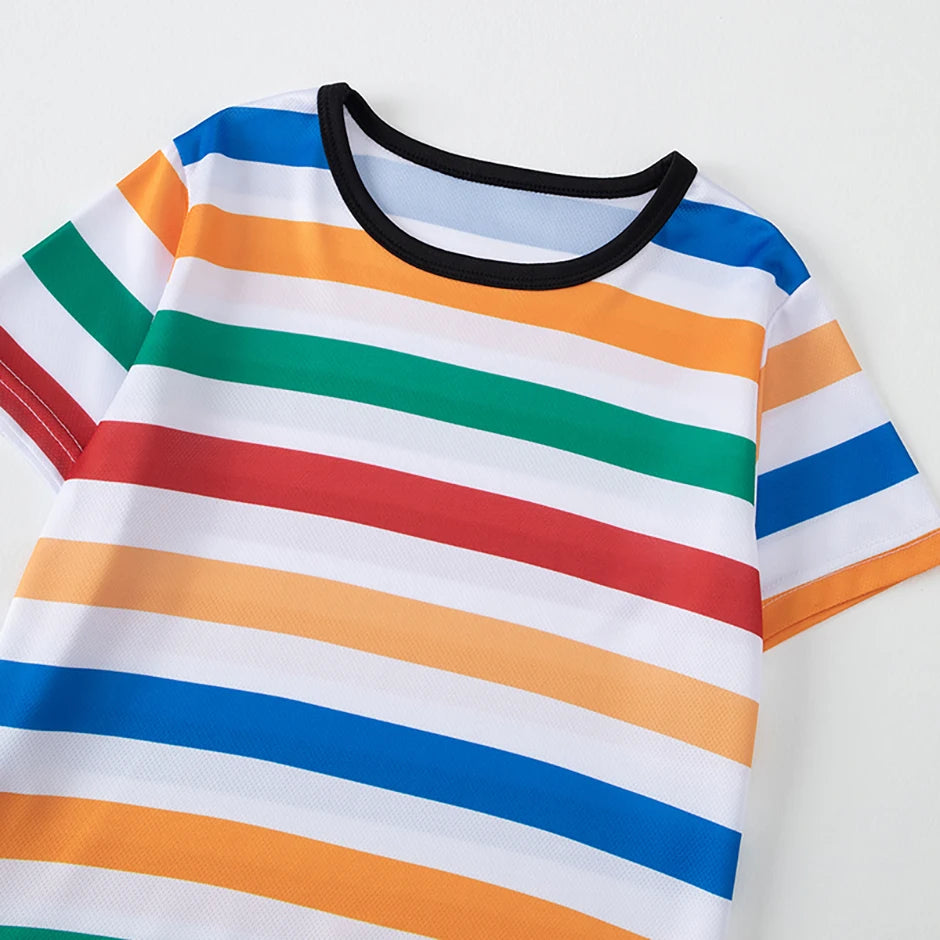 4-piece Children's Spring And Summer New Item 4Y-12Y Multi Size Brother Outfit Short Sleeved Fashionable Mixed Color Boy's T-shi
