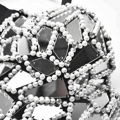 Grey Diamonds And Beaded Punk Rave Brassiere For Women Sexy Bralette Push Up Bra Top y2k Goth Brasieres Mujeres Party Club Wear