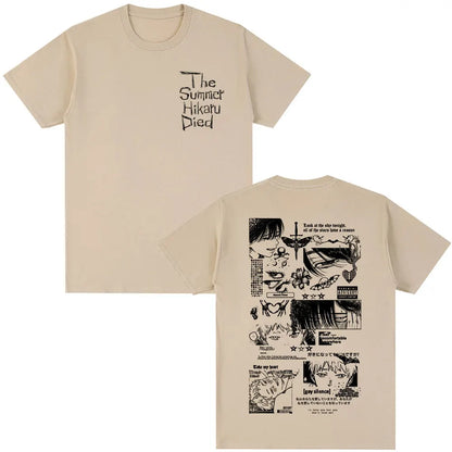 Anime The Summer Hikaru Died Hikaru Yoshiki Manga Short Sleeve T-shirts Men Women Fashion Cotton Casual Oversized T Shirt Couple