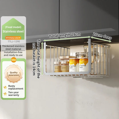 Retractable Hanging Basket - Stainless Steel Kitchen Storage Organizer With Large Capacity