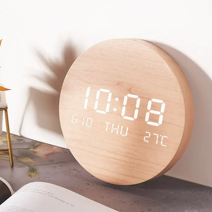 LED Digital Wall Clock - Multi-Function Silent Time  Temperature Display for Home  Bedroom