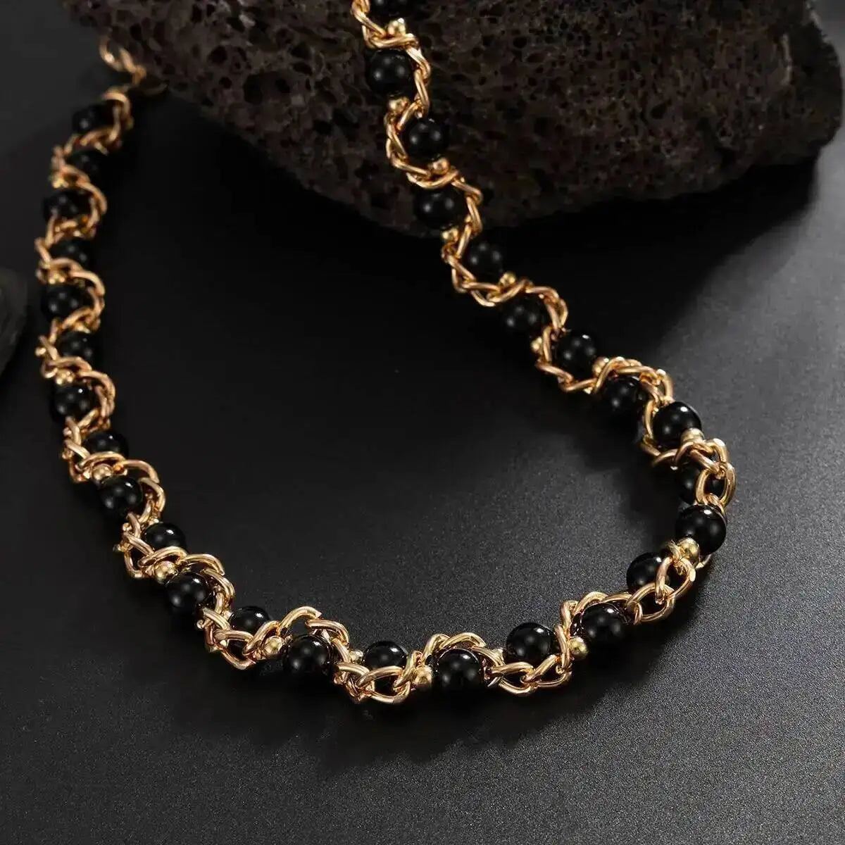 Lacteo 2025 Trendy Creative Imitation Pearl Beaded Chain Necklace Bracelet for Men Vintage Clavicle Chain Charm Jewelry Gift Set