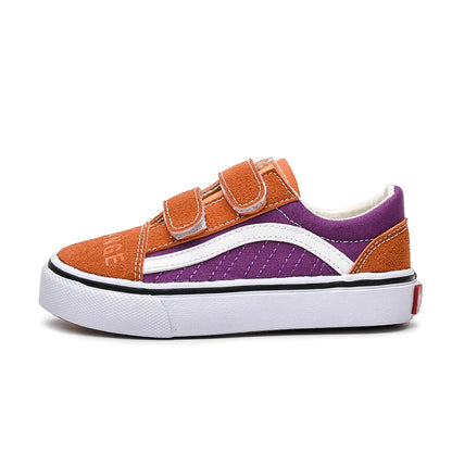 Children's Canvas Shoes - Breathable Colored Board Shoes With Hook & Loop Closure