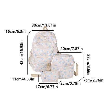 Bow Print Backpack Set - 3 Pcs with Crossbody Bag  Small Purse for Kids - ZOOMNSTORE