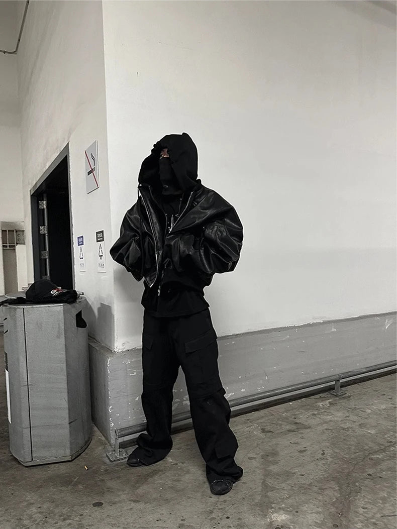 Mauroicardi Autumn Winter Oversized Cool Black Thickened Warm Pu Leather Jacket Men Hood Luxury Designer Fake 2 Clothes