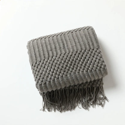Green Oversized Knitted Throw Blanket - Soft Textured Decorative Couch Blanket