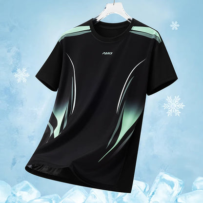 Men's Gradient Ice-Silk T-Shirt – Quick-Dry Running & Training Top
