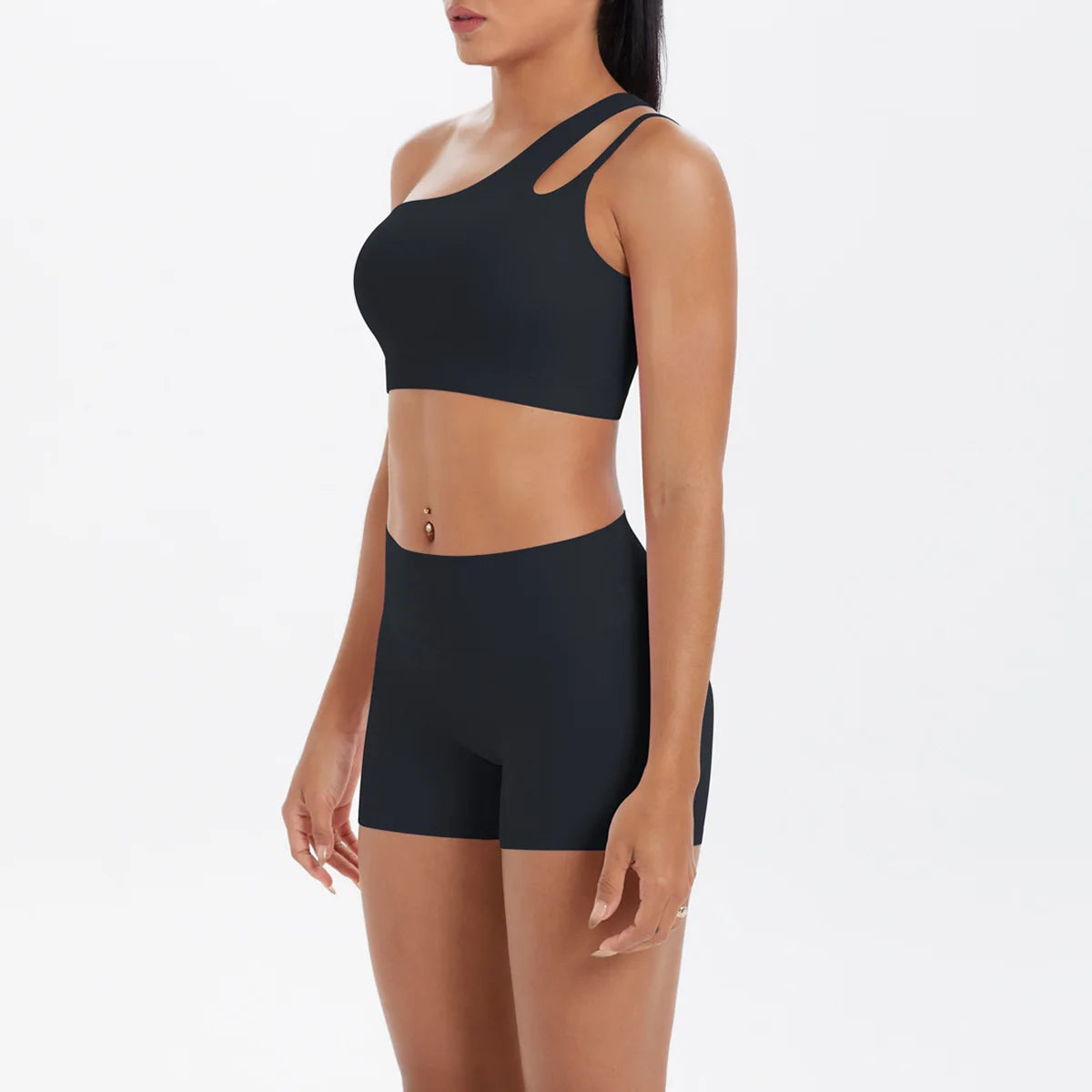 JUREN Yoga Clothes Set 2 Piece Gym Sports Shorts Set Women Tracksuit High Waist Shorts Fitness Suit Running Bra Workout Outfits
