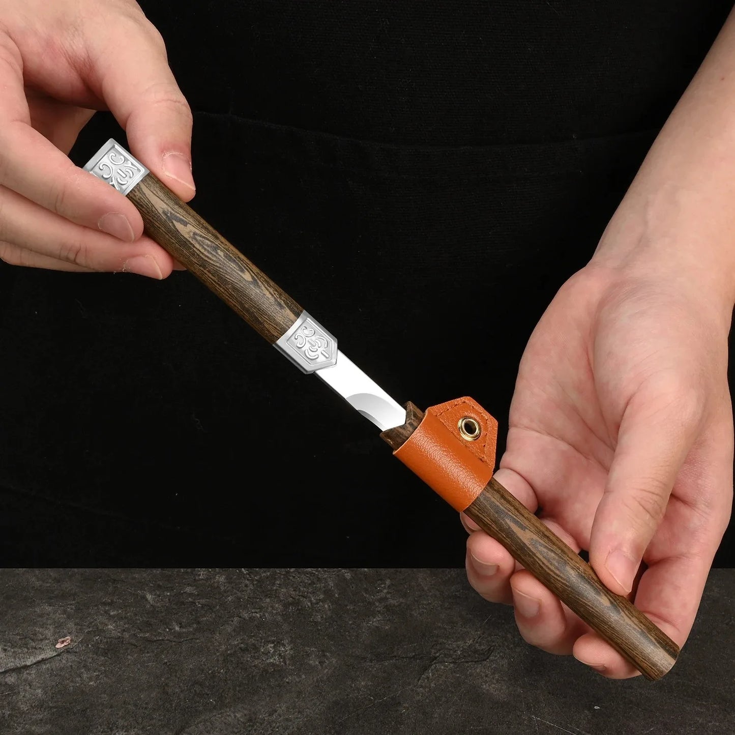 Stainless Steel Fruit Knife - High Hardness with Imitation Wood Grain Handle