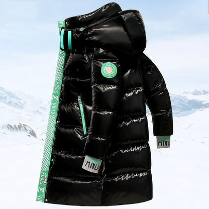 Unisex Winter Down Jacket with Waterproof Design Plus Size Long Overcoat for Couples Warmth Style