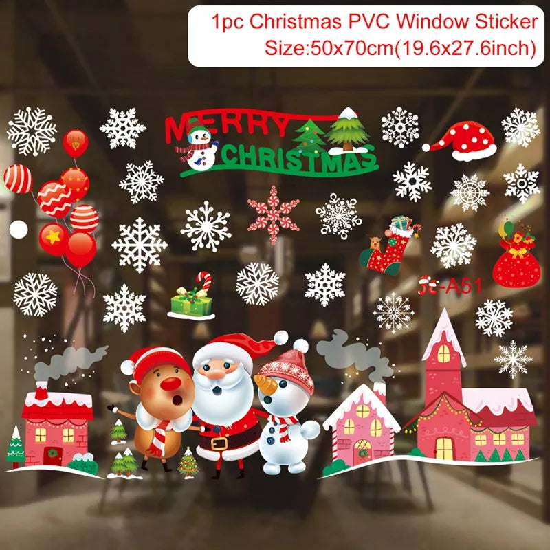 Merry Christmas Window Sticker - Holiday Home Decorations 2024-2025