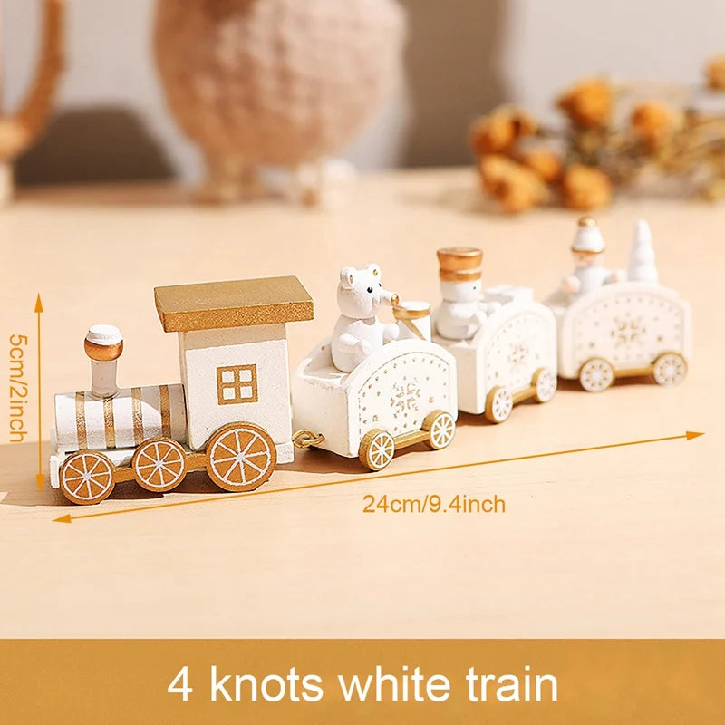 Christmas Train Decoration - Wooden & Plastic Holiday Train Ornament for Xmas Gifts