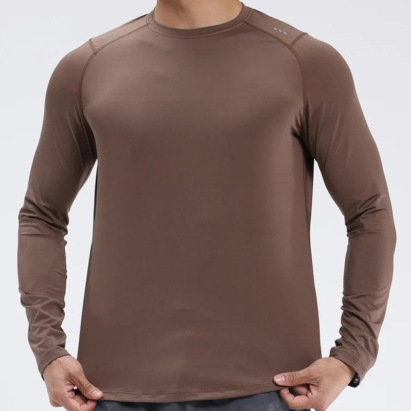 Men Compression Shirt - Long Sleeve Running Gym Top With Moisture Wicking Fabric