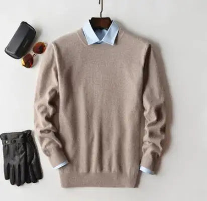 Cashmere Pullover Sweater - Men's V Neck Warm Cotton Blend Knitwear For Autumn Winter