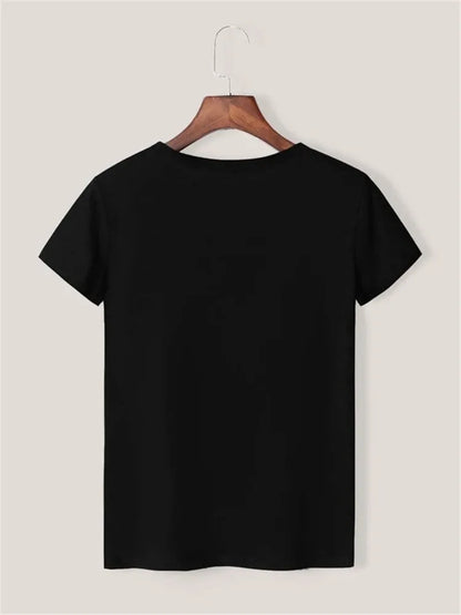 Maycaur Breathable New Women Short Sleeve T-shirt Print T-Shirt Multi Pure Color T Shirt Fashion Sports Breathable Tshirt Female