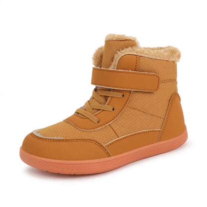 Kids Winter Boots - Wide Toe PU Leather Snow Shoes for Boys & Girls | Warm Ankle Height