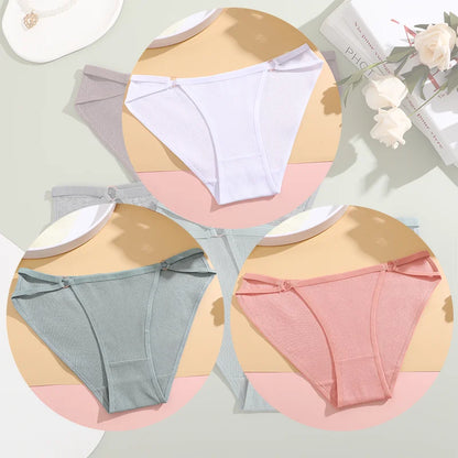 Women's Cotton Panties - 3PCS Breathable Cotton Briefs | Comfortable Striped Underwear