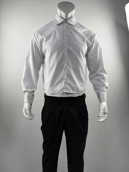 New British Retro Men Striped Shirts Trendy Loose Lapel Long Sleeve Cardigan Tops Autumn Leisure High Quality Basic Blouse S-2XL