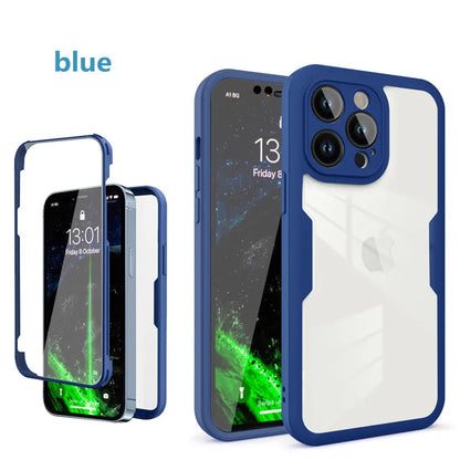 360 Full Body Front+Back Clear Protection Case For iPhone 17 16 Pro Max 13 14 15 Plus 11 12Pro Shell-membrane Shockproof Cover