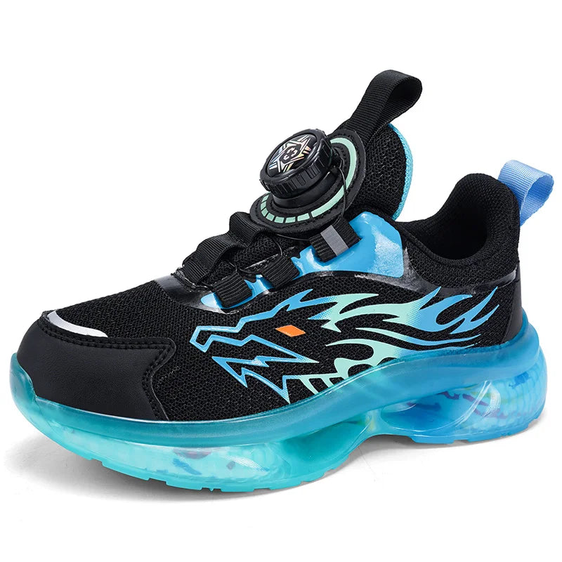 Children's Running Shoes Rotating Buckle Lightweight Outdoor Sports Walking Shoes Breathable Non-Slip Casual Sneakers for Kids