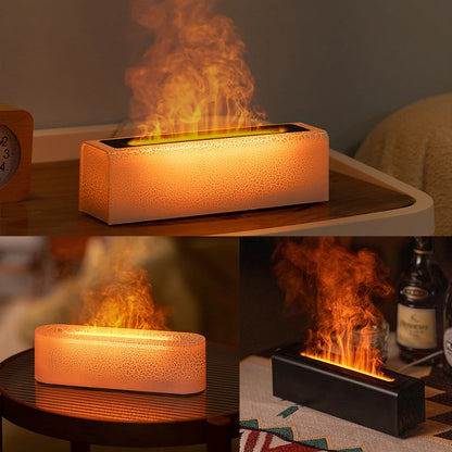 Aroma Diffuser  Humidifier - Ultrasonic Essential Oil Diffuser with RGB Flame Night Light - ZOOMNSTORE