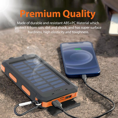 20000mAh Solar Power Bank Large Capacity Portable Outdoor Fast Charging Built-in Li-polymer Battery LDE Light for iphone Samsung