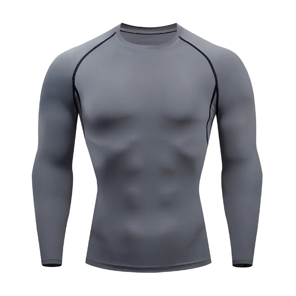 Compression Running Shirt – Men's Fitness Long Sleeve Rash Guard With Sun Protection