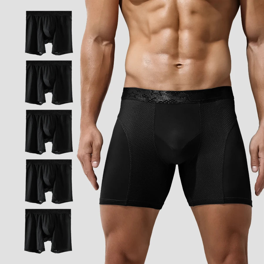5PCS Extended athletic briefs Men's boxers Modal anti-wear leg running plus size breathable training boxers