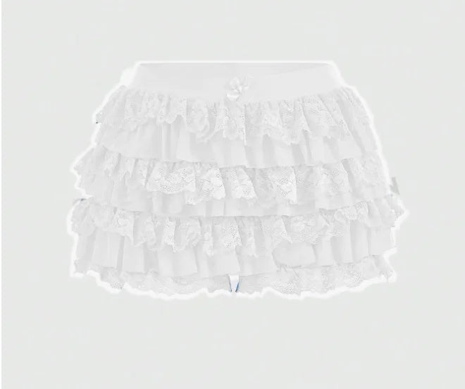 Women's Bow Lace Ruffle Shorts – Y2K Elastic-Waist Summer Shorts