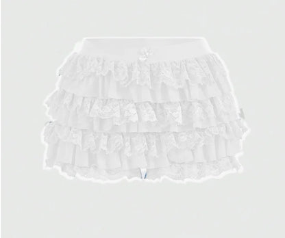 Women's Bow Lace Ruffle Shorts – Y2K Elastic-Waist Summer Shorts