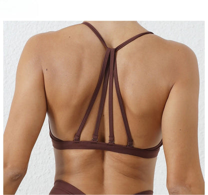 Yoga Sports Bra - Lightweight Nylon Spandex Multi Wear Crop Top with Removable Straps