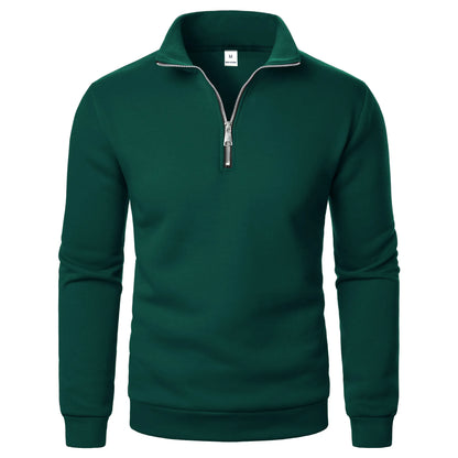 Spring and Autumn new casual half zipper stand up collar hoodie trend simple and loose oversized fleece men's hoodie