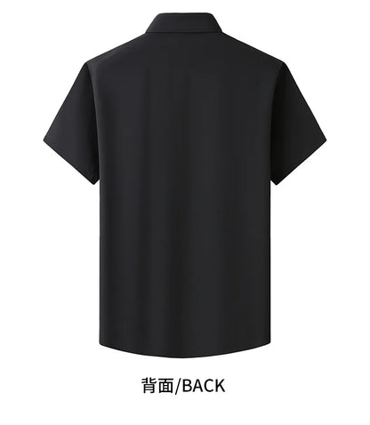 Upto 10XL Size Short Sleeve Embroidered Shirt Men's Casual Loose Oversized Black and White Short Sleeve Shirt Summer