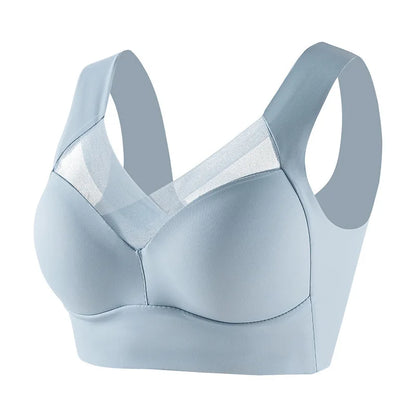 Plus Size Sports Bra - Seamless Wire Free Push Up Brassiere With Wide Straps