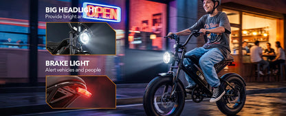 Qlife Spark D1 Electric Bike for Adults, 1500W Peak Motor 48V 10.4 Ah, 16" Fat Tires Electric Mountain Bike, 28 MPH 50Mi Range Off-Road Ebike with Full Suspension
