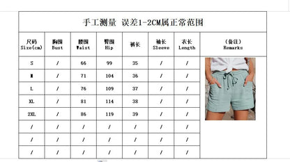 Summer Women's Shorts High-waist Fashion Casual Three-quarter Trousers Sports Tie Loose Versatile Comfortable Black Hot Pants