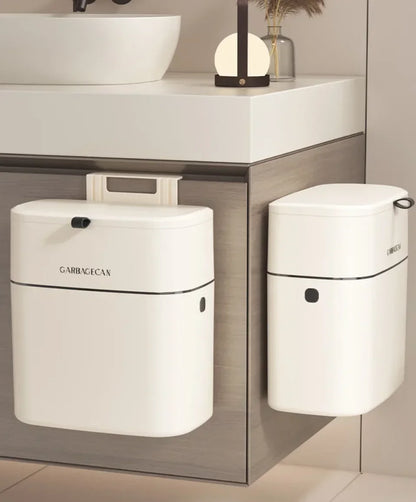 Hanging Trash Can - Stylish Kitchen  Bathroom Waste Bin with Flip Cover