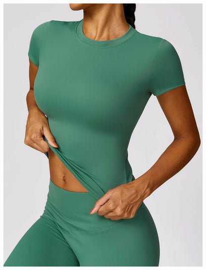 Women Yoga Top - Seamless Sport Shirt | Breathable Short Sleeve Gym Tee