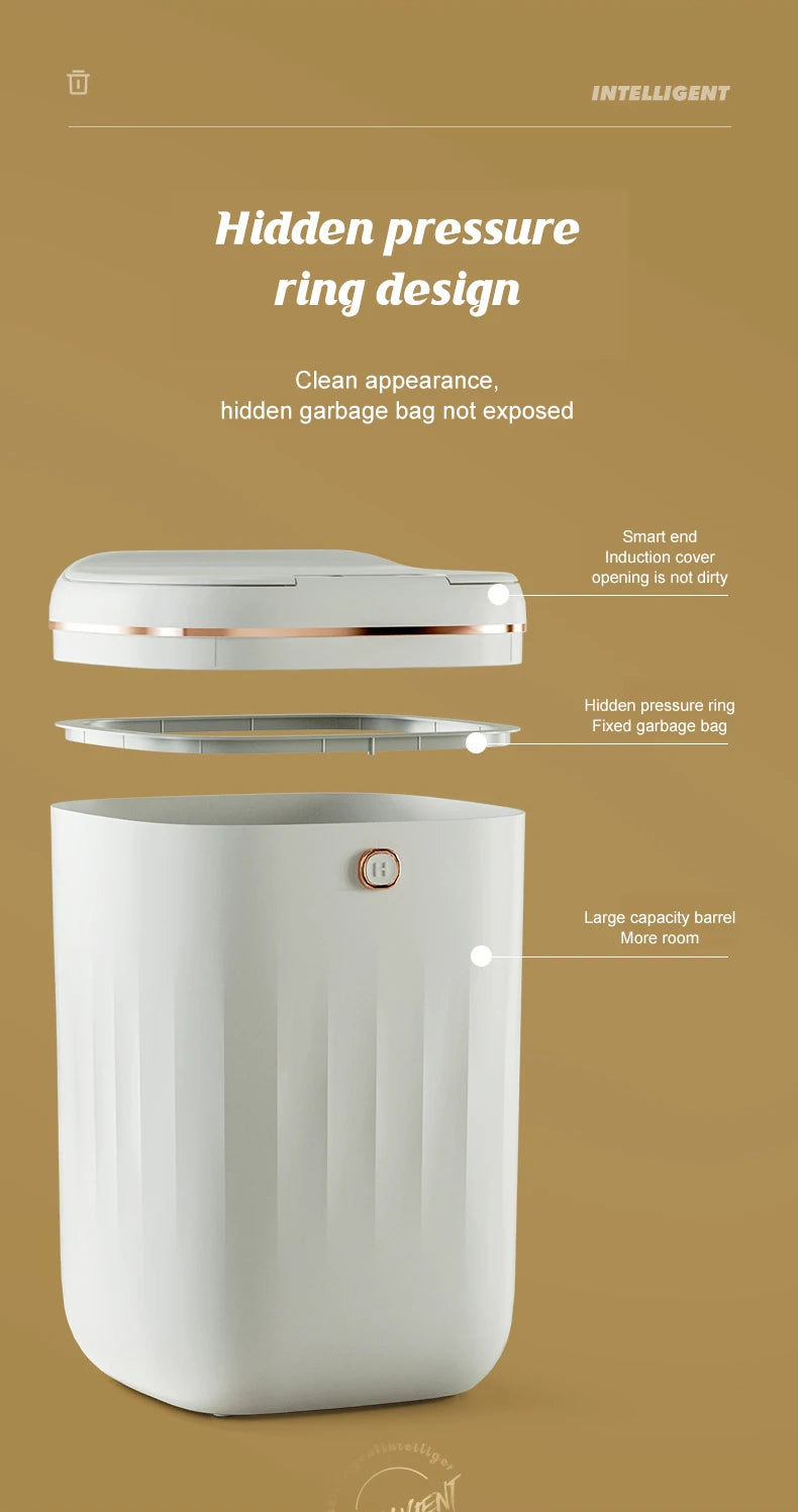 Smart Automatic Sensor Trash Can - 20L UV Induction Bathroom Wastebasket