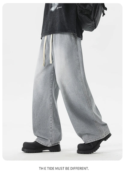 Men's Jeans American Loose Wide-leg Loose Straight Casual Trousers Street Hip-hop Baggy Jeans Black Grey  Blue Streetwear Men