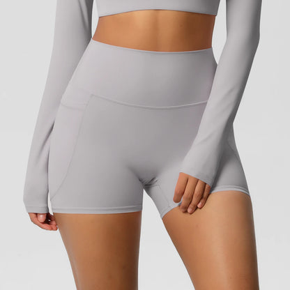 High Waist Workout Shorts – Women Gym Shorts with Pockets, Squat Proof & Quick Drying